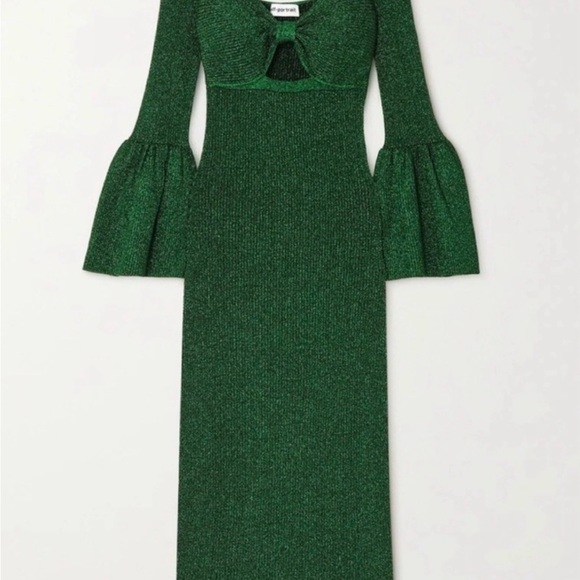 Self-Portrait Green Lurex Knit Party Dress - Picture 2 of 8
